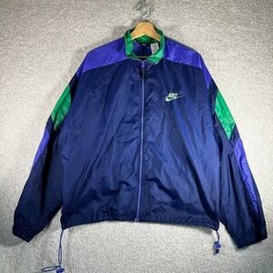 Vintage early 90s Nike blue and green zip up nylon windbreaker jacket Size M